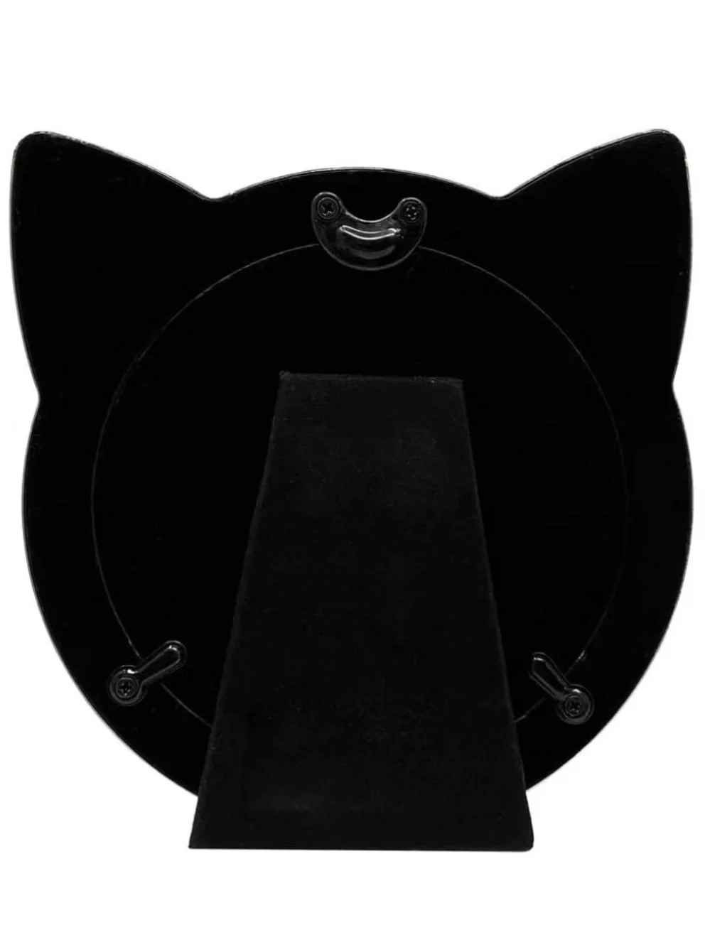 Gray Cat-Shaped Picture Frame with Silver Trim